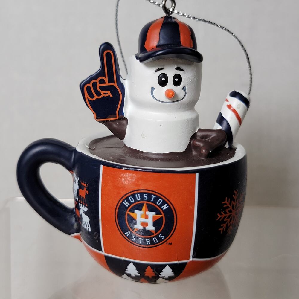 MLB Houston Astros Christmas Ornament Smores Mug Marshmallow Snowman - NWT